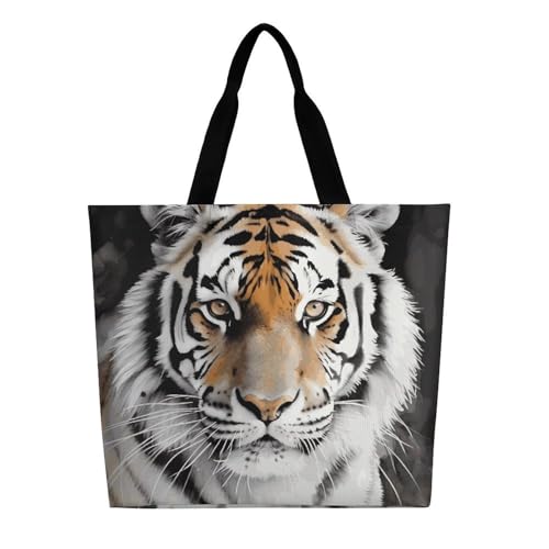 Tiger Shoulder Tote Bag, Casual Shopping Bags Handbag Large Shoulder Bag for Work Beach Travel And Grocery Bags3