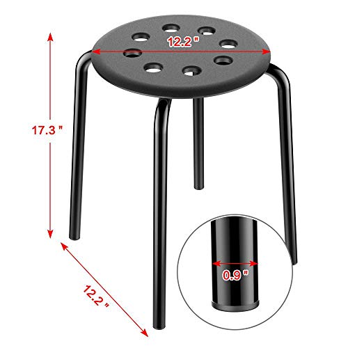 Topeakmart Set Of 5 Commercial Plastic Stackable Stools Round Top Backless Stool Metal Leg 17.3In Height Black #TOP2