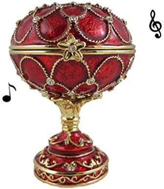 echomerx Red Egg Music Box Jewelry Box/Trinket Box Bejeweled Plays You Light up My Life
