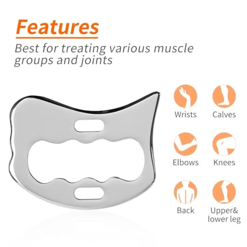 Image of Guasha Massage Tool, Grade Stainless Steel Scraping Tool for Soft Tissue Upgrade Physical Therapy Stuff,Used for Back, Legs, Arms,Neck,Shoulder, Gua sha Tool