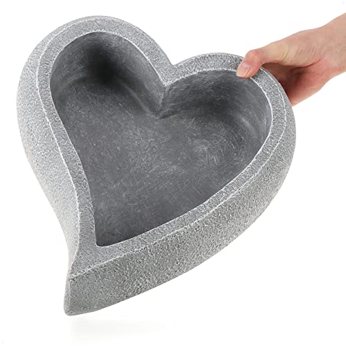 com-four® Deko-Herz zum Bepflanzen - große Pflanzschale als Grabschmuck, für Garten oder Terasse - liebevolle Grabdekoration - Pflanztopf in Herzform als Grabbeigabe (1 Stück - Herz - 34x30cm)