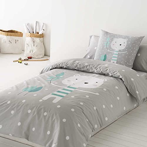 Miniatura 2 de Cotton Artean Funda Nordica Infantil Juvenil Reversible Jorge Gris Para Cama De 90 Color Gris