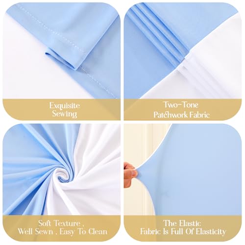 White and Blue Arch Backdrop Cover 7.2FT 6.6FT 6FT Arch Covers Stretchy Backdrop Set of 3, Wedding Arch Cover Spandex Fitted Double-Color Fabric Arch Covers for Party Baby Shower Birthday Decoration by Tao-Ge - Image 6