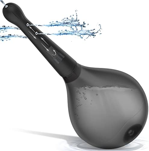 Aultept Anal Douche Enema Bulb,Anti Back-Flow Enema Kit Douche for Women & Men,Anal Vaginal Douche with 5 Shower Holes,Superior Silicone Materials（8.5OZ,Black）