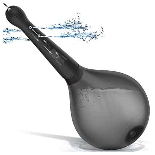 Aultept Anal Douche Enema Bulb,Anti Back-Flow Enema Kit Douche for Women & Men,Anal Vaginal Douche with 5 Shower Holes,Superior Silicone Materials（8.5OZ,Black）