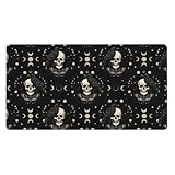 Alfombrilla de ratón grande para juegos con bordes cosidos, base de goma antideslizante, alfombrilla de escritorio para teclado, compatible con Black Raven Moon Skull Art, 40,6 x 75,4 cm