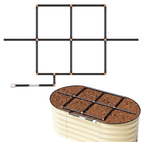 Garden Grid Watering System | Raised Garden Bed Drip Irrigation System – But Better | Pre-Assembled, Waters Every Plant Evenly, 1-Minute Setup | Square Foot Gardening Grid | US-Made (Cornerless, 2x4)