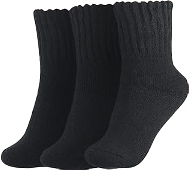AMAZON - BenSorts Women Winter Solid Boots Socks Thick Warm Wool Socks 3 Pairs Pack Cozy Crew Socks Black