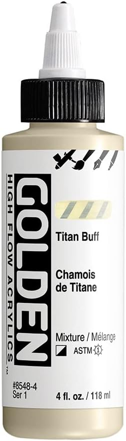 GOLDEN High Flow Acrylics, Titan Buff, 4 fl. oz. Bottle, Professional Acrylic Paint, Semi-Opaque