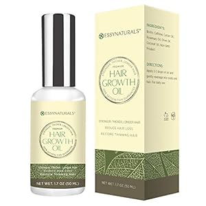 Natural Hair Growth Oil with Caffeine and Biotin - Hair Growth Serum for Stronger, Thicker, Longer Hair 1.7 oz