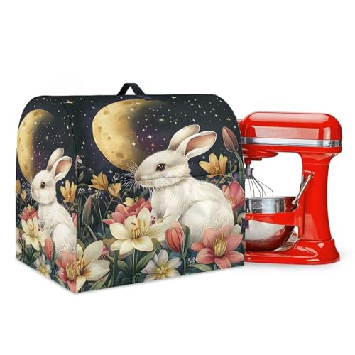 Yorfeemge Kitchen Aid Mixer Cover Easter Bunny Moon Stand Mixer Cover Compatible with Kitchen Aid Mixer 6-8 Quart Dust Protection Kitchen Aid Mixer Attachment