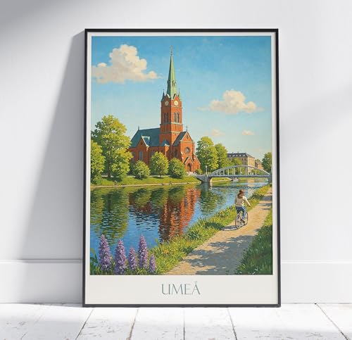 Poster Suède Umea impression murale encadrée bois naturel 45x60 cm