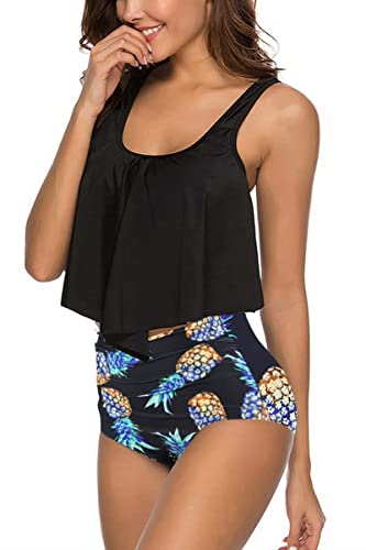 Image of Women High Waisted Bikini Swimsuit Flounce Vintage 2 Piece Bathing Suits