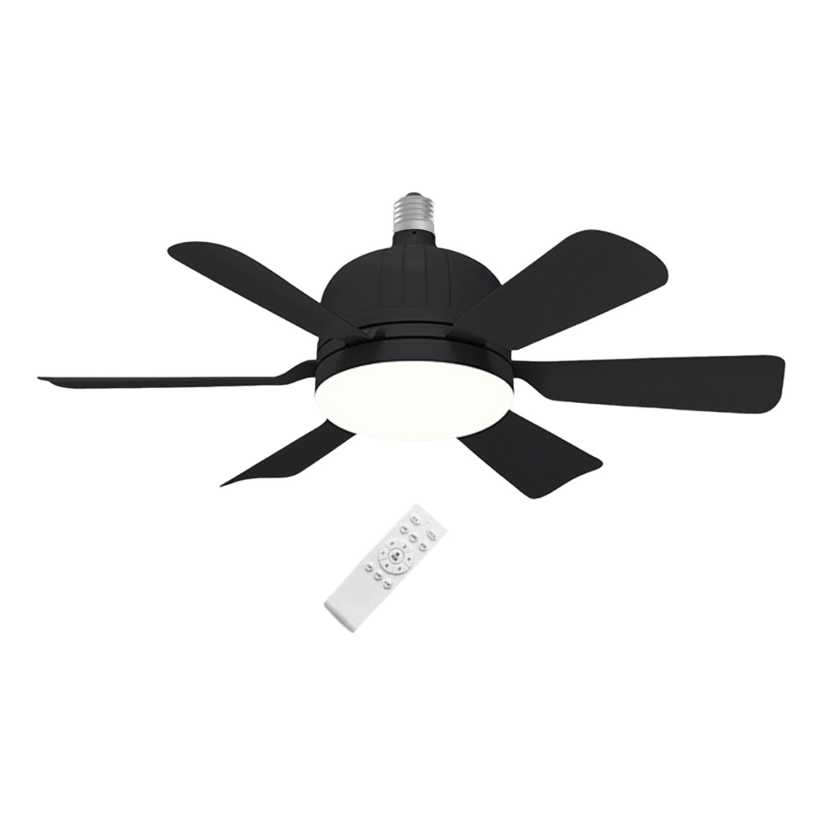 MagiDeal Ventilateur Plafond avec Lumières, 40W Lampe Plafonnier Ventilateur avec E27 Ventilateur à Douille avec Ventilateur de Plafond à Distance 3 Couleurs Dimmable, 3 Vitesses pour Chambre, Noir