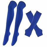 chanstore 3 paia – Creative Festival Personality Striped Tall Socks Guanti, Mani + Piedi/Blu Puro 30 #, taglia unica