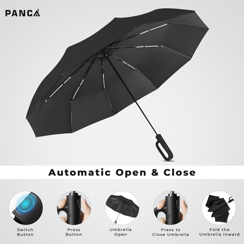 Image of PANCA Umbrella for Rain Big Size - Windproof UV Protection Compact Folding Umbrella for Men, Women, Girls & Kids | Automatic Open & Close, 8 Ribs Strong Stylish Chatri for Daily Monsoon Travel