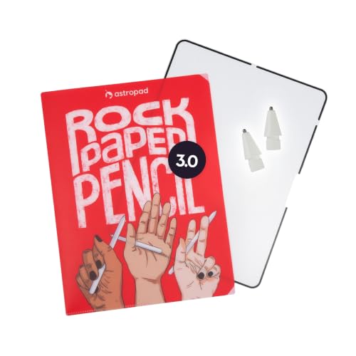 Astropad Rock Paper Pencil v3.0 – Paper Screen Protector for iPad Pro 13″ (M4, M5) & iPad Air 13″ (M2/M3/M4) + 2 Apple Pencil Tip Replacements – Compatible with Pencil 1/2 & Pencil Pro