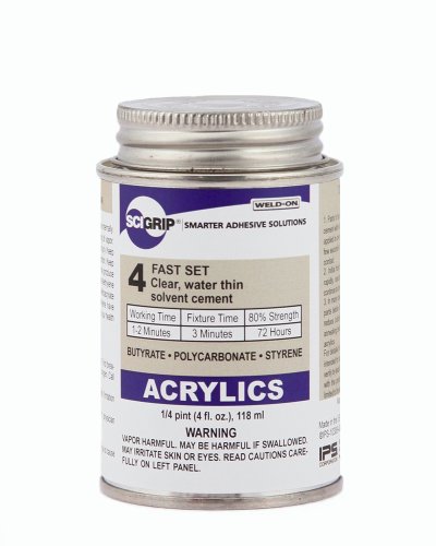 SCIGRIP 4 10308 Acrylic Solvent Cement, Water-thin, 1/4 Pint Can with Screw-on Cap, Clear