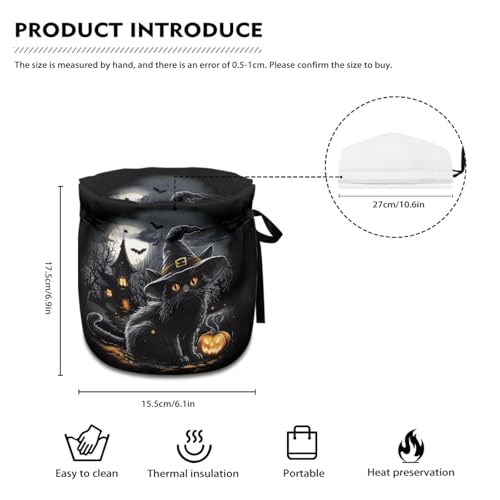 Image of Halloween Tea Cosy for Teapot Insulated Kettle Cover, Black Cat Breakfast Warmer Kitchen Teapot Dust Cover Washable Tea Cozy Tabletop Decorations for Afternoon Party Gift for Holiday