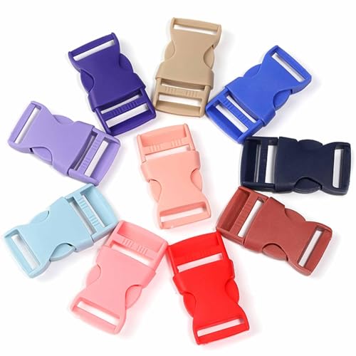 FYHJNC Hebillas de liberación lateral de plástico, 8 colores de 20 mm, ideales para hacer correas de equipaje, collares de mascotas, reparación de mochilas, broches de hebilla de plástico duradero