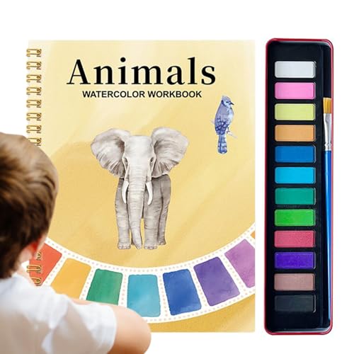 Cuaderno de ejercicios de acuarelas - Libros de acuarelas para adultos principiantes, con 12 colores | Kit de pintura para colorear dibujo artístico para adolescentes viajes a casa aprendizaje princip