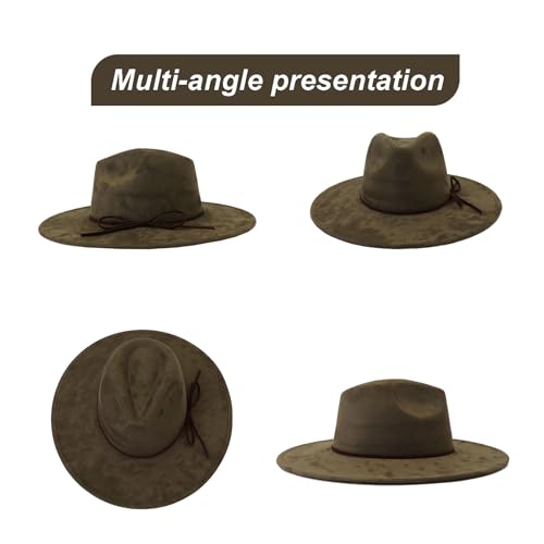Image of Fedora Hats for Women Man with Big Wide Brim Classic Suede Panama Hat Western Outdoor hat