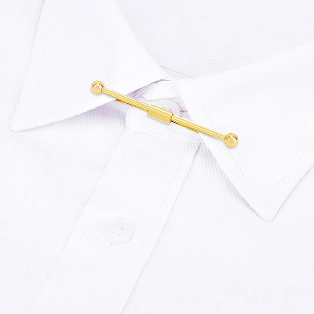 Happyupcity 2Pcs Mens Tie Clips Shirt Collar Clip Necktie Bar Pinch Clip with Gold Silver Tone Business Tie Pins Collar Holder for Anniversary Wedding Party Meeting - Image 3