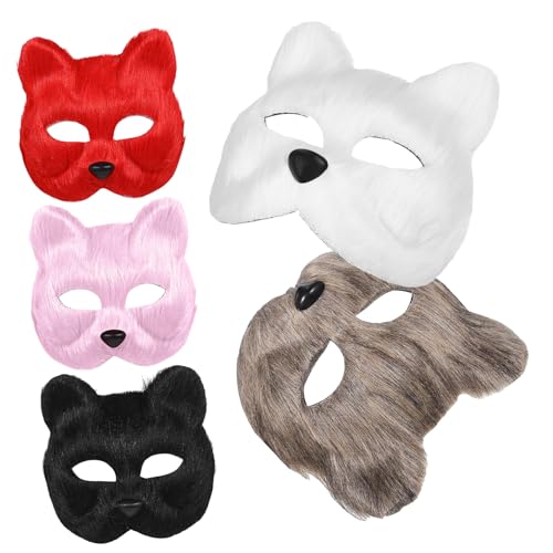 Masques renard peluche FRCOLOR lot de 5 pour cosplay Halloween et mascarade