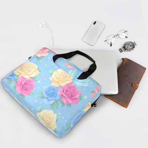 Maletín para portátil diseño flores azul rosa amarillo 13-15.6 pulg miniatura 7