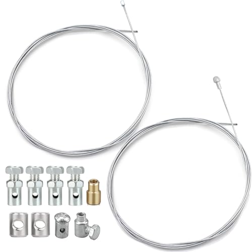 2 Kit 2 Mètres Réparation Universel Câble de Accélérateur Frein Embrayage avec 9 Raccords Ø1,5mm et Ø2,0mm pour Moto Vélo Scooter Cyclomoteur Tondeuse...