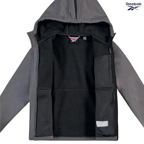 Image of Reebok Boys Softshell Jacket, Sherpa Fleece Lined Hooded Windbreaker