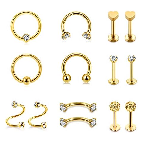 JSDDE 14pcs Multifunctional Piercing Jewelry Set Cover