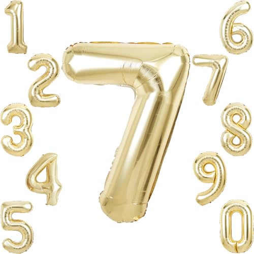 Image of Light Gold Number Balloon (Number 7)