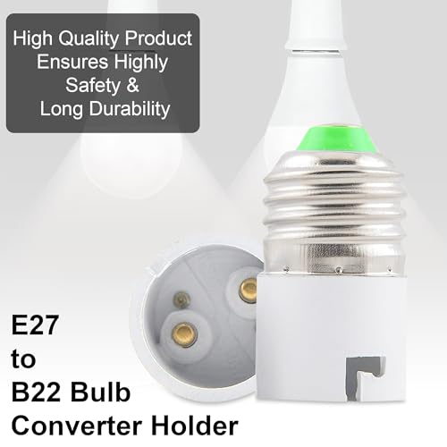 Image of GLUN LED Bulb Holder Converter, Pack of 4 (E27 Ring to B22 Pin) Holder Converter Base, Light Bulb Socket, For Office, Basement, Pantry Room, & Home Use