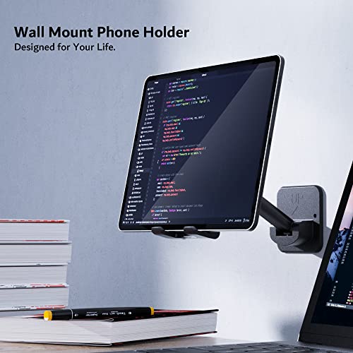 Pzoz Wall Mount Cell Phone Tablet Holder, Extendable Adjustable Cellphone Stand For Mirror Bathroom Shower Bedroom Kitchen Treadmill, Compatible With Iphone Ipad Series Or Other Smartphones (Black) #TOP4