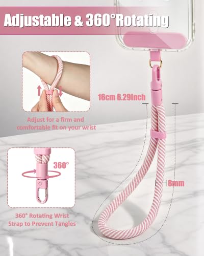 Image of VVAAGG Phone Lanyard, Phone Wrist Strap for Case, Hand Wrist Strap 2 Pack | Adjustable Cell Phone Lanyard, Self-Locking 2-Color Braided Phone Strap, Anti-Lost Wristlet Lanyard with Tether Tabs