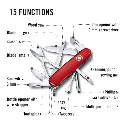 Image of Victorinox Fieldmaster Swiss Army, 15 Function Pocket Knife, Red | Ideal for field work, camping trips and days in the garden alike