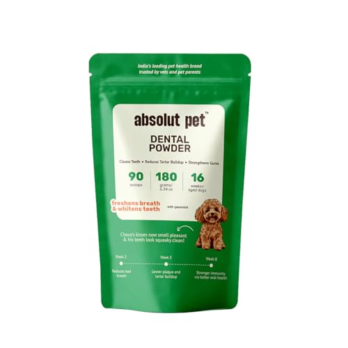 Image of Absolut Pet Dog Supplement for Oral Care, Dental Powder for Dogs that Reduces Plaque & Tartar | Freshens Breath & Supports Gum Health (90 Servings)