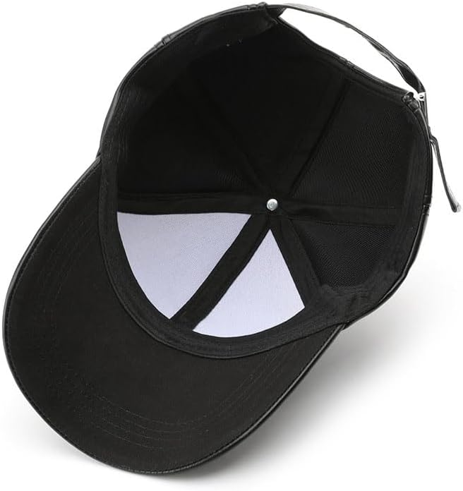 PU Leather Baseball Cap Unisex Solid Color Classic Low Profile Dad Hat - Image 6