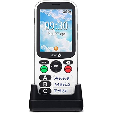 Doro 780X Unlocked 4G Dual SIM Easy Mobile Phone for Elderly with Simplified Keypad, GPS Localisation and Charging Cradle Included [UK and Irish Version] (White/Black) Cover