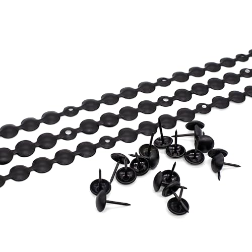 H-BOLT - 5 & 10 Meter Universal Decorative Nail Strips for Upholstery and Furniture - Includes Loose Upholstery Tacks for Easy Installation (11mm Matte Black, 5 Meters)
