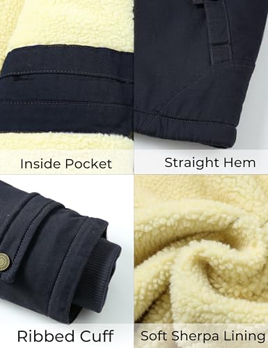 Image of WenVen Men's Winter Sherpa Parka Mid Length Thicken Military Style Warm Jacket with Removable Hood