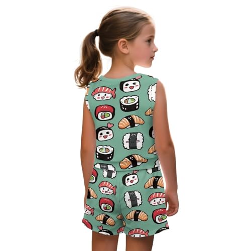 ZFRXIGN Girls Summer Outfits 5-14 Years 2 Piece Short Set Tracksuit Outfit Shorts with Pocket for Dailywear2