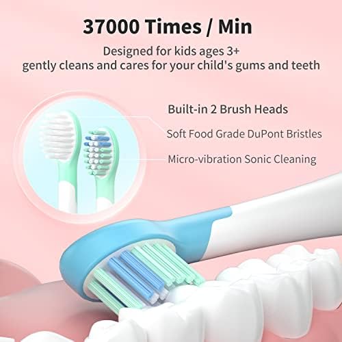 WHITOP ED05 Kids Electric Toothbrush, Wireless Charging IPX8 Waterproof Sonic Electronic Toothbrushes with Timer, 3 Modes Rechargeable Automatic Toothbrush for Children Boys and Girls