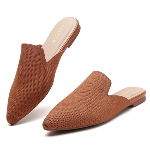 Image of Tilocow Knit Mules Office Slip on Loafers Business Casual Flats for Women