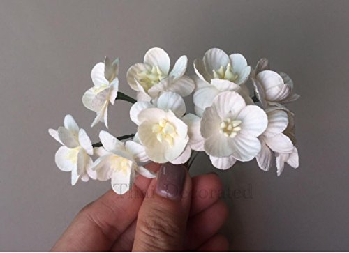 50 Pcs Mini Paper Flower White Color 20-25 Mm Mulberry Paper Flowers, Small Paper Flower For Scrapbooking Embellishment Diy Wedding Card Supplies (White Color) #TOP4