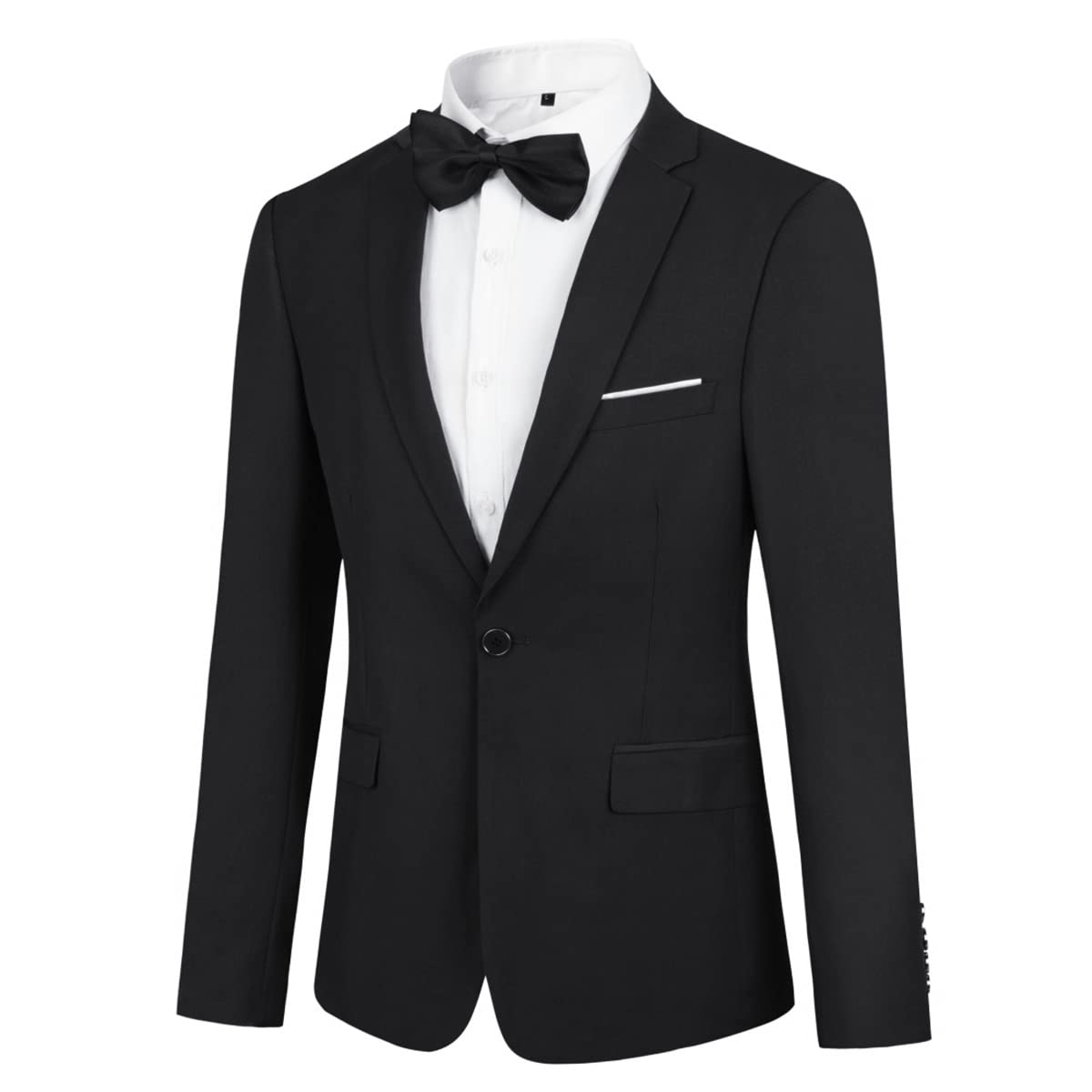 YFFUSHI Blazer da Uomo con Papillon Giacca da Abito Slim Fit con 1 Bottone Elegante Formale da Lavoro