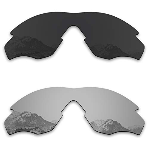 Puzzley Mirror Polarized Replacement Lenses for Oakley M2 Frame XL OO9343 Sunglasses - Retro Black + Silver Mirror