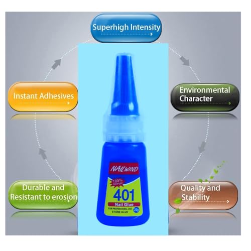 Image of NAILWIND Brush On Nail Glue for Press On Nails, 401 Extra Strong Nail Glue for Acrylic Nails Fake Tips, Waterproof for Long Lasting Bond, Professional 1 PCS