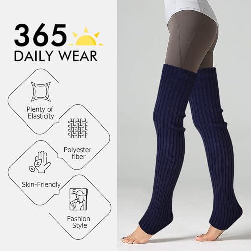Image of XEPST 2 Pairs Leg Warmers for Women, High Boot Cuffs Knitted Boot Topper Warmers Over Knee Footless Socks for Winter Warmer